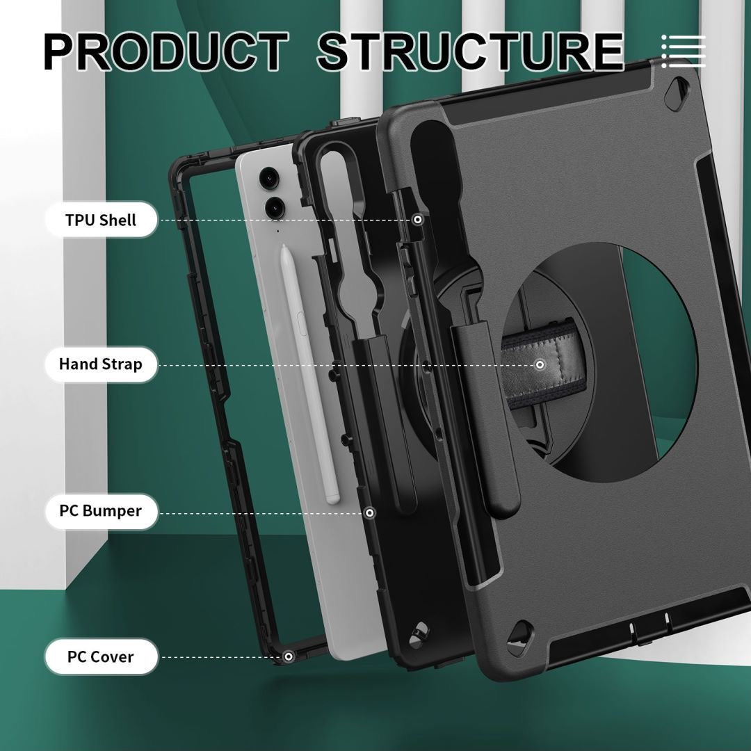 Rugged Case with Pen Holder for Galaxy Tab S10 Lite/ S10 FE/Tab S9  (SM-X710) (11")  / Tab S9 FE (10.9")