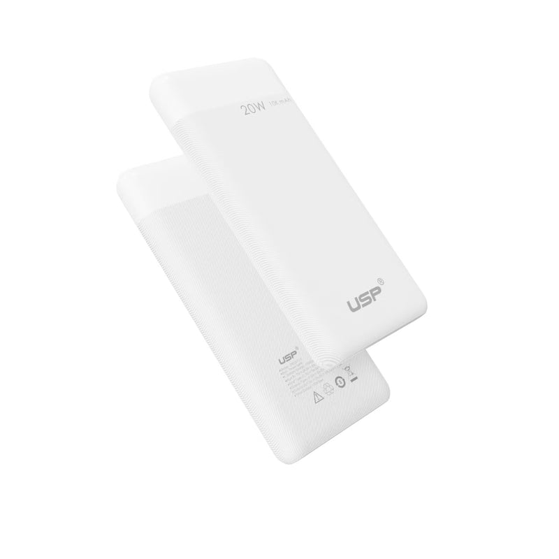 USP 20W Fast Charge Power Bank 10K mAh (10000mAh) with 2 USB Outputs PB25110 White