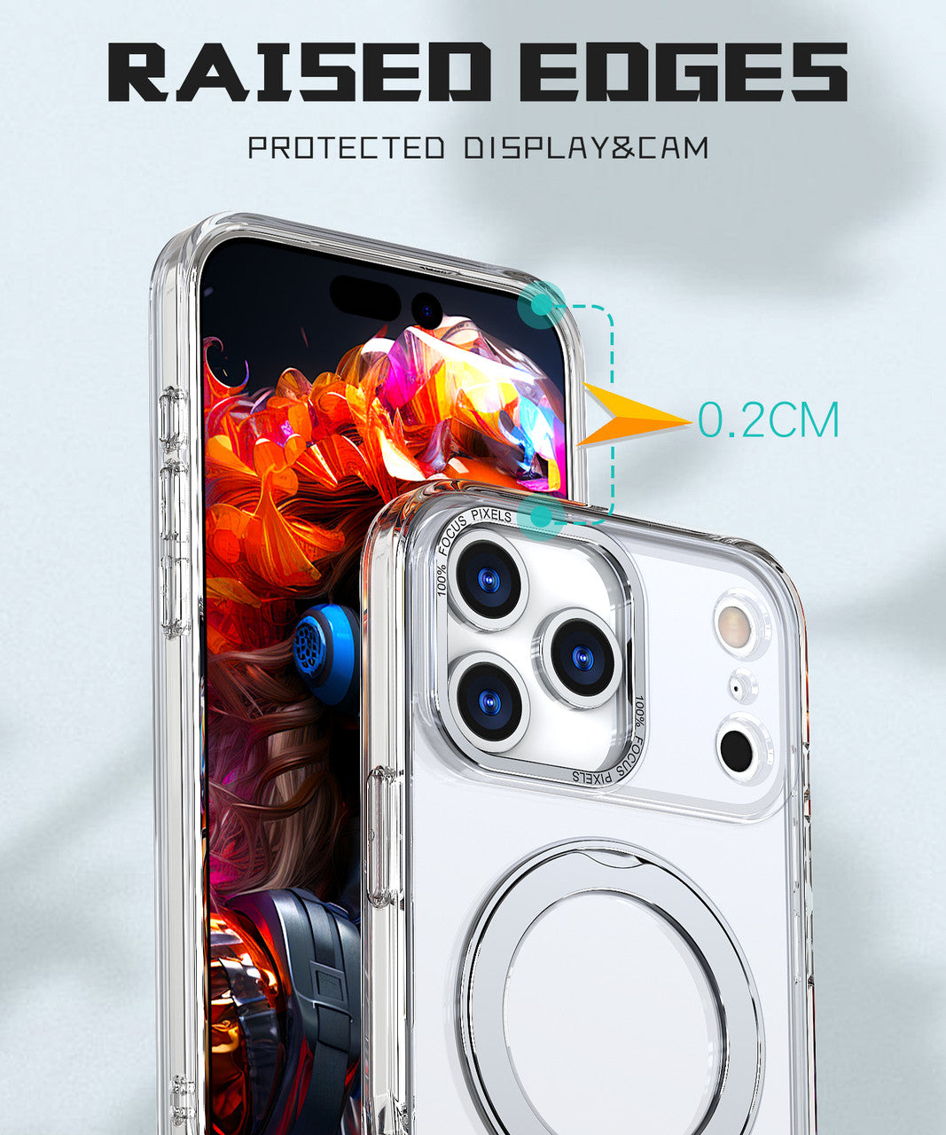 USP Clear Case For iPhone 17 Pro Max 360° Rotatable Ring Stand Compatible With Magsafe