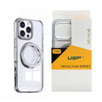 USP Clear Case For iPhone 16 Plus 360° Rotatable Ring Stand Compatible With Magsafe