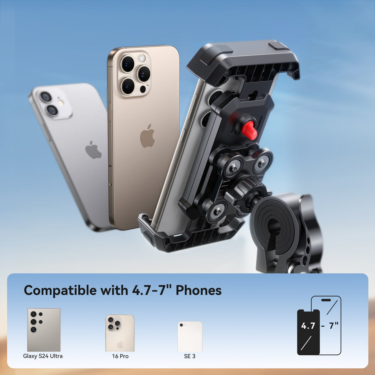 Bike Motorcycle Shockproof Phone Mount 360° Rotation