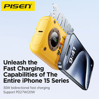 CCC Certified(3C) Pisen PowerPix Build-in Cable 30w 10000mah Power Bank White