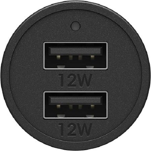 24W  USB-A Dual Port Premium Car Charger Black  2x USB-A (12W), Smart & Compact design Otterbox (78-52700)