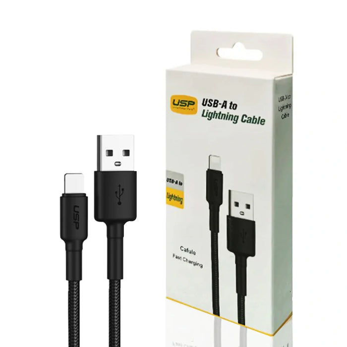 0.2M BoostUp Cafule Lightning to USB-A Cable Charge & Connect Black USP