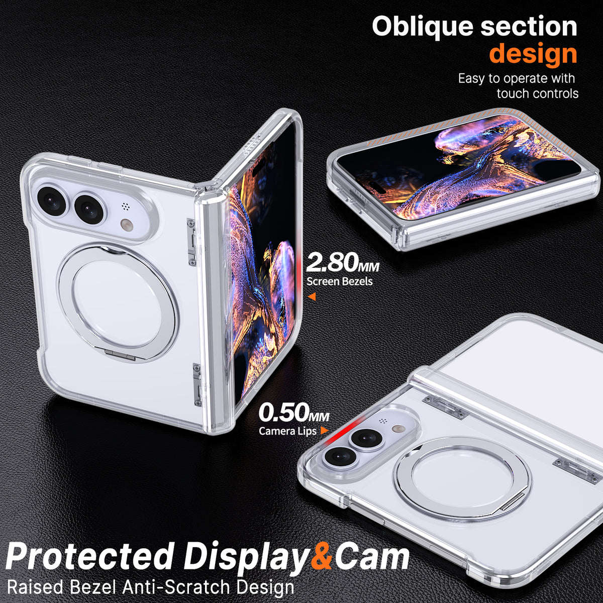 USP Clear Case For iPhone Duo 360° Rotatable Ring Stand Compatible With Magsafe