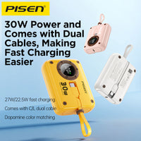 CCC Certified(3C) Pisen PowerPix Build-in Cable 30w 10000mah Power Bank White