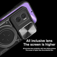 Motorola G06 Rugged Case with Back Camera Slide Window and  Ring Kickstand