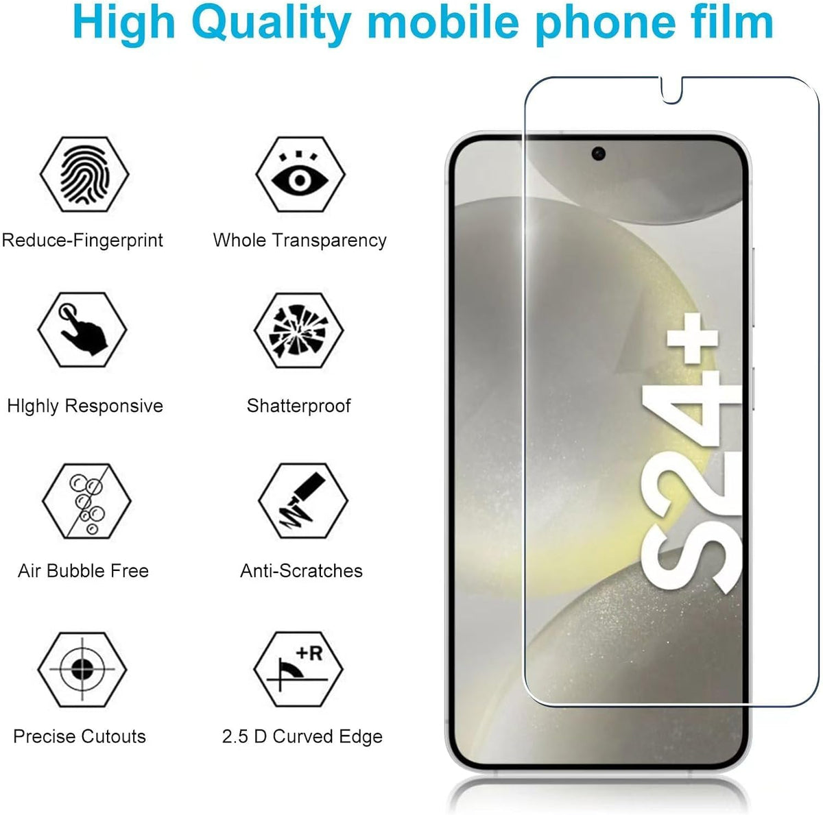 S24 Plus / S25 Plus Screen Protector 2.5D Clear Tempered Glass For Samsung Galaxy