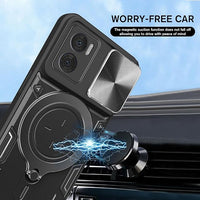 Motorola G06 Rugged Case with Back Camera Slide Window and  Ring Kickstand