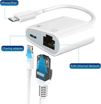 Lightning to Ethernet + Power Adapter_white