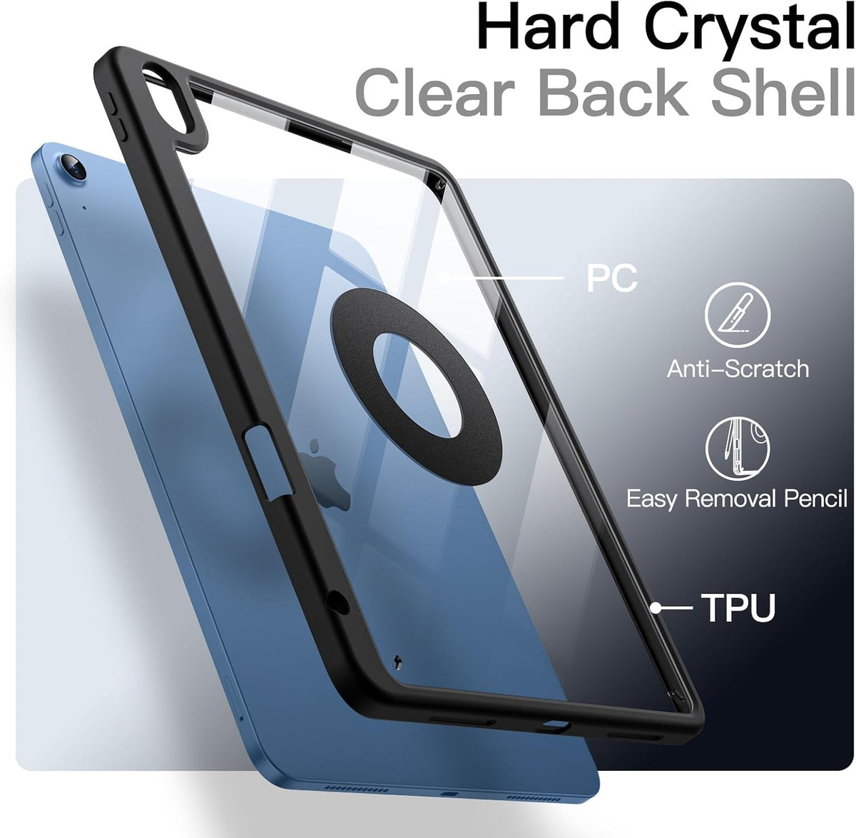Magnetic Detachable Case Cover for iPad (A16) 11th/10th Gen, Black
