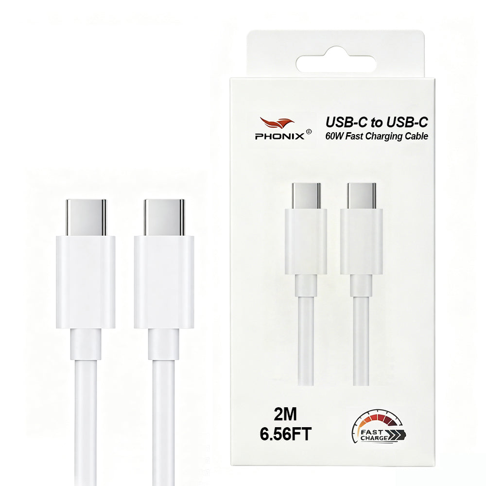 Phonix 2M 60W USB-C to USB-C Classic White Cable