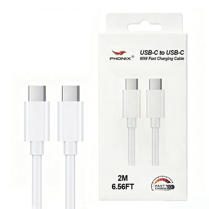 Phonix 2M 60W USB-C to USB-C Classic White Cable