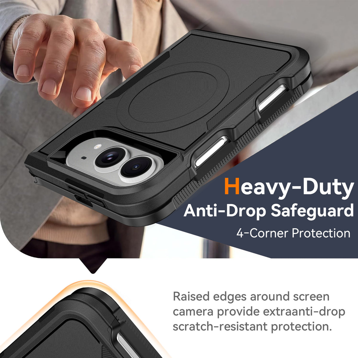 USP Case For iPhone Duo 7.6'' Black Armor Light Case Compatible With Magsafe