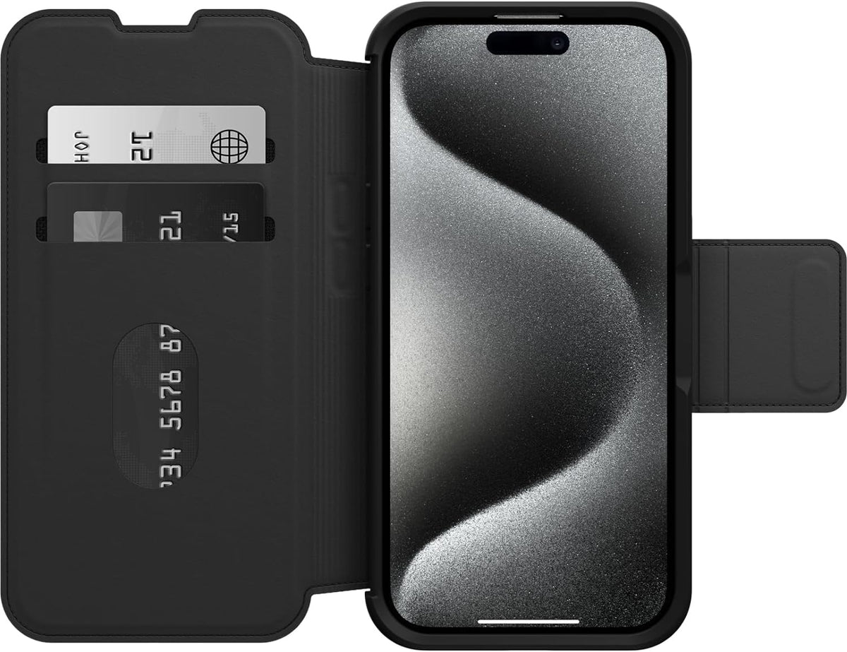 OtterBox Case For iPhone 15 Pro Max Strada Folio Compatible With MagSafe Case Shadow Black