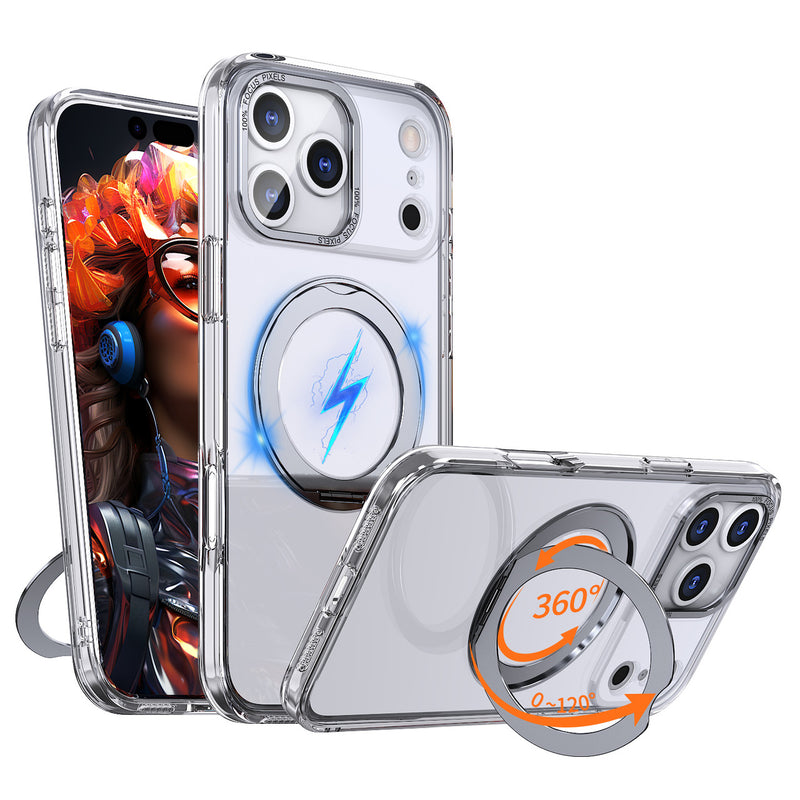 USP Clear Case For iPhone 18 Pro Max / 17 Pro Max 360° Rotatable Ring Stand Compatible With Magsafe