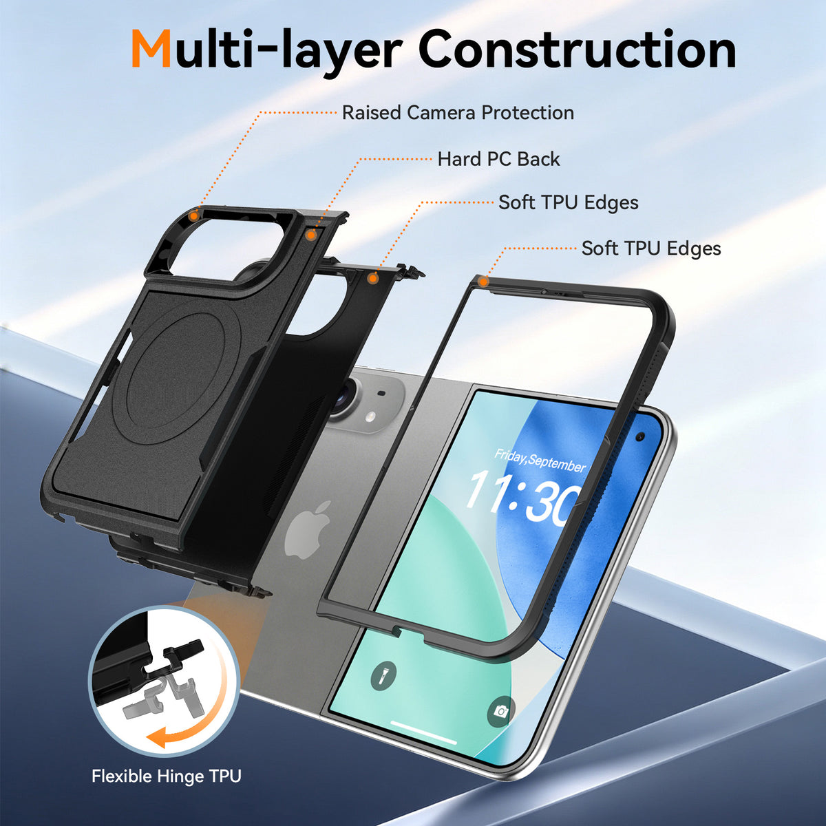 USP Case For iPhone Duo 7.6'' Black Armor Light Case Compatible With Magsafe