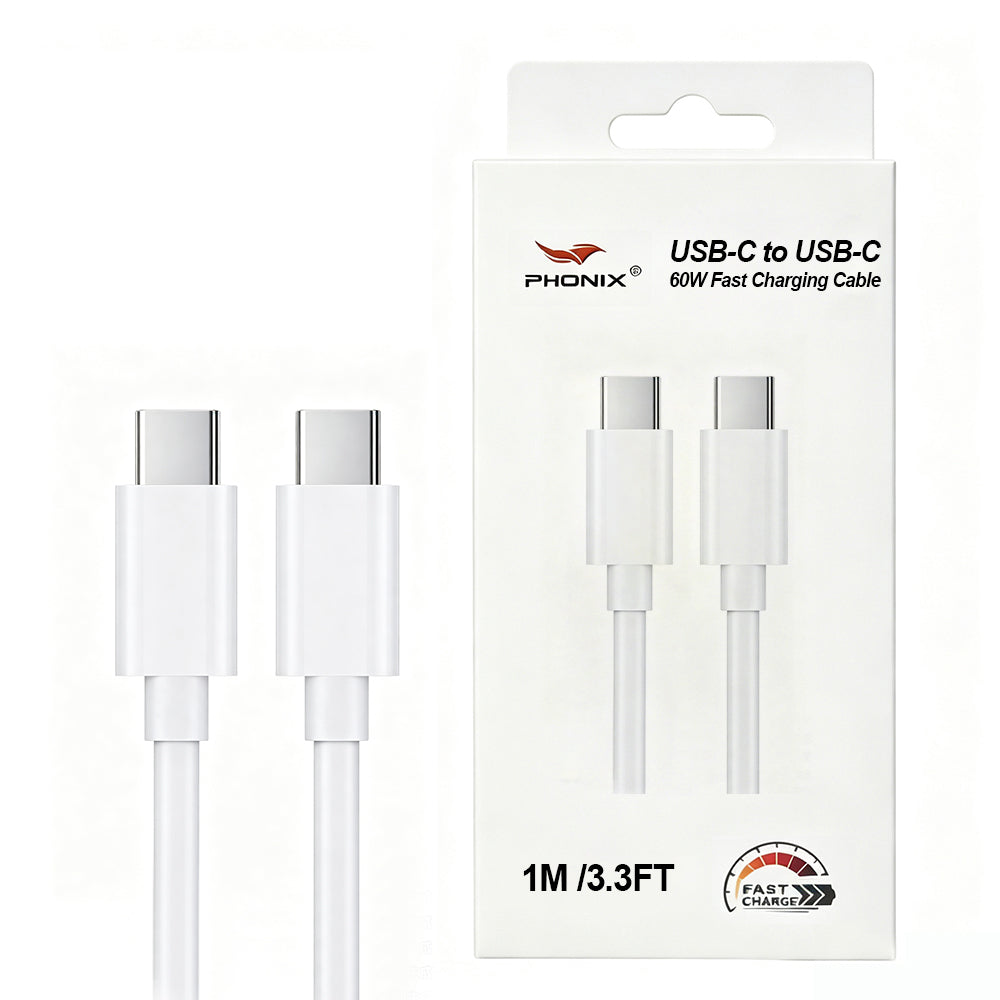 Phonix 1M 60W USB-C to USB-C Classic White Cable