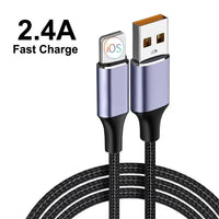 50cm USB-A to Lightning Nylon Braided 2.4A Fast Charging Cable for iPhone