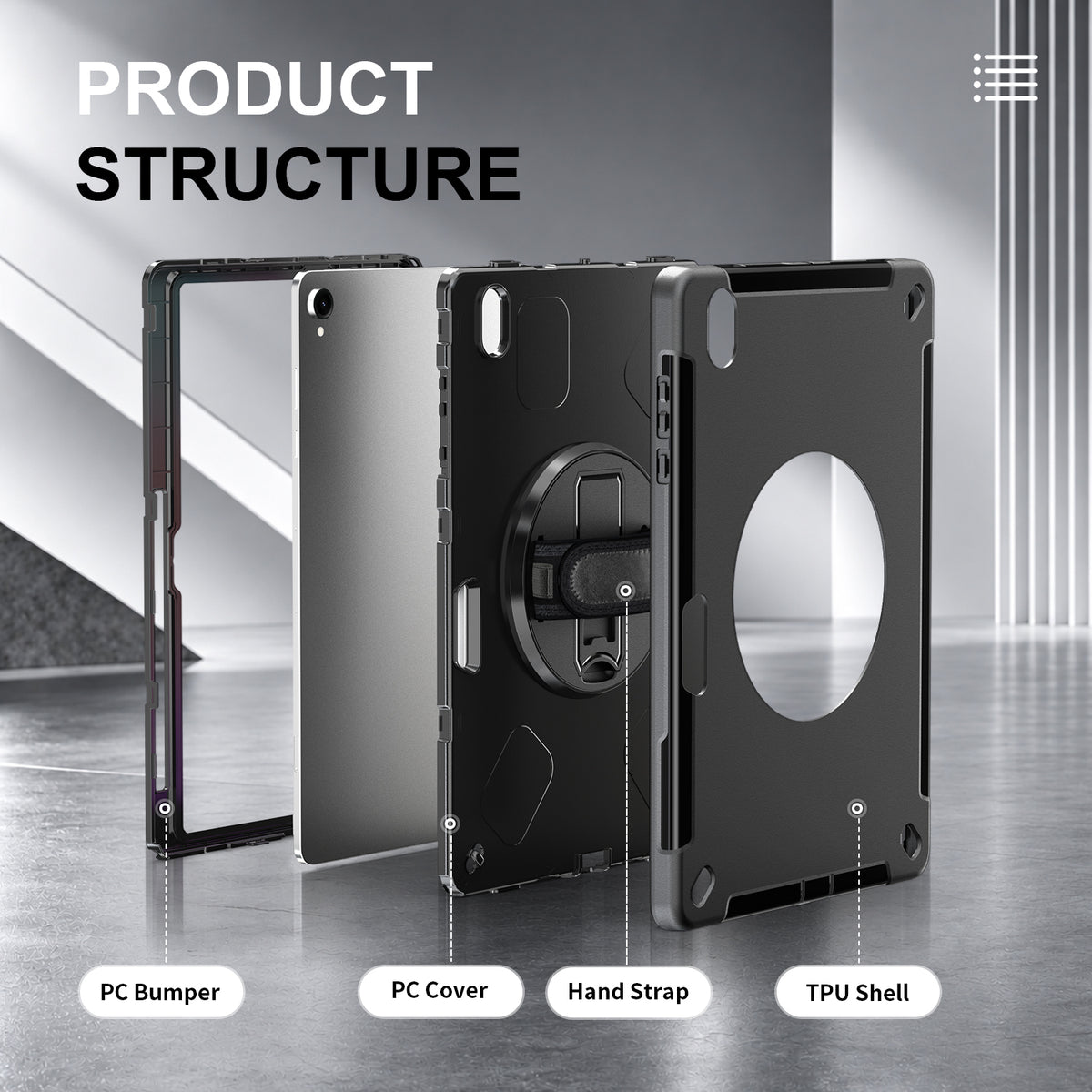 Rugged Case with Pen Holder for Galaxy Tab S12 Plus