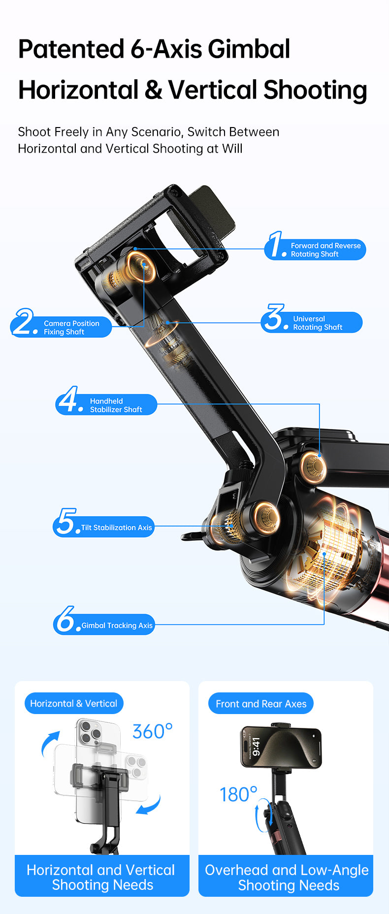 360° Smart Auto-follow Shooting Auto Face Tracking Gimbal