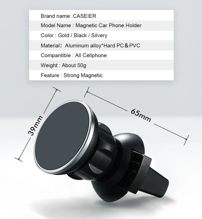 Round Car Magnetic Vent Mount Hook Design Compatible with Magsafe Black