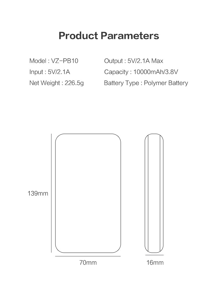 USP Power Bank 10K mAh (10000mAh)with 3 USB Outputs White