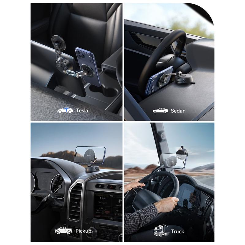 Joyroom JR-ZS510 Foldable Magnetic Car Holder with Suction Cup Base - Black
