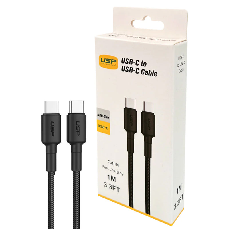 1M BoostUp Cafule USB-C to USB-C Cable Charge & Connect Black USP