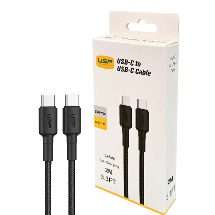 2M BoostUp Cafule USB-C to USB-C Cable Charge & Connect Black USP