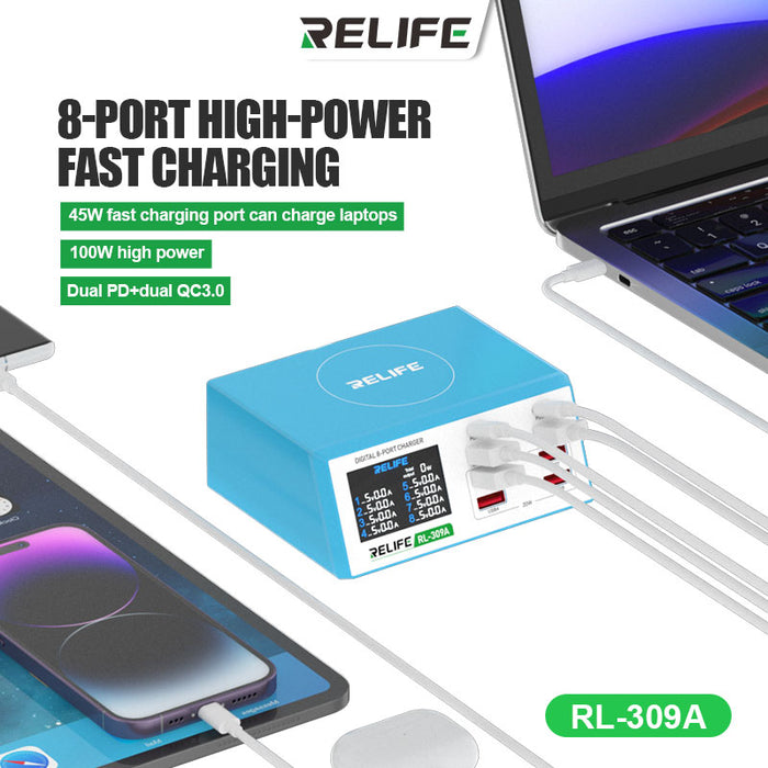 RELIFE RL-309A Digital 8-Port Charger 100W
