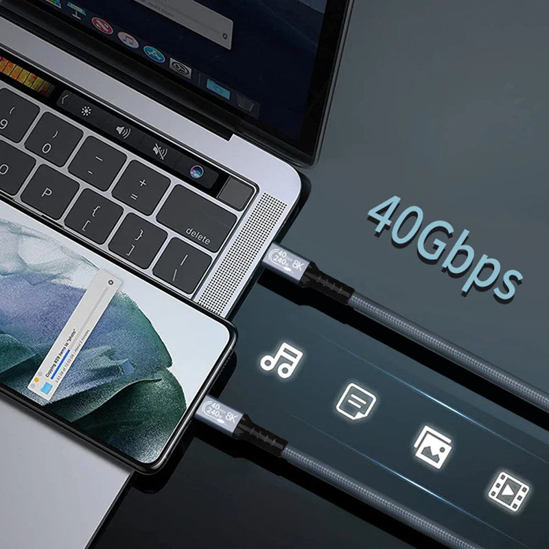 1M BoostUp Thunderbolt 4 USB-C to USB-C Cable Charge & Video Black （USB 4 - 40Gbps, 240W, 8K/60Hz)