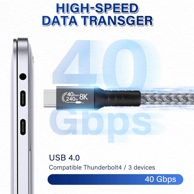1.8M BoostUp Thunderbolt 4 USB-C to USB-C Cable Charge & Video Black （USB 4 - 40Gbps, 240W, 8K/60Hz)