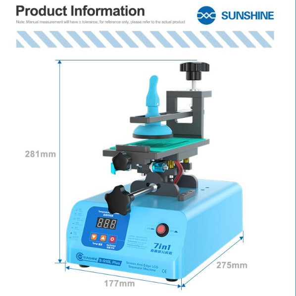 SUNSHINE S-918L Plus 7 in 1 Edge flat screen separator heating/separation/glue removal/frame removal/scren LCD Disassembly Tool