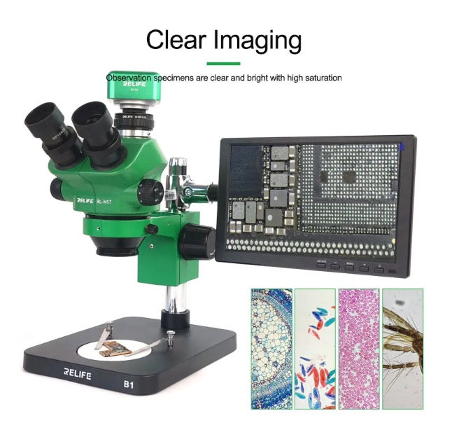 RELIFE M-28 0.5X Trinocular Stereo Microscope CTV Lens