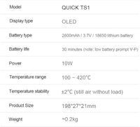 Quick TS1 Smart Portable Soldering Iron Built-in Large-capacity Battery