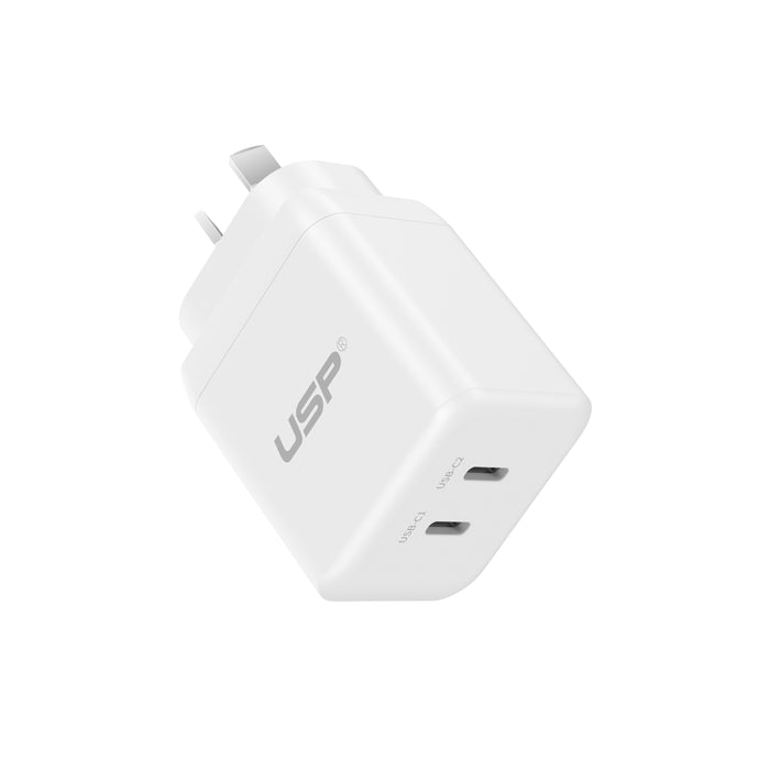 45W GaN Power Adaptor Dual USB-C PD-White