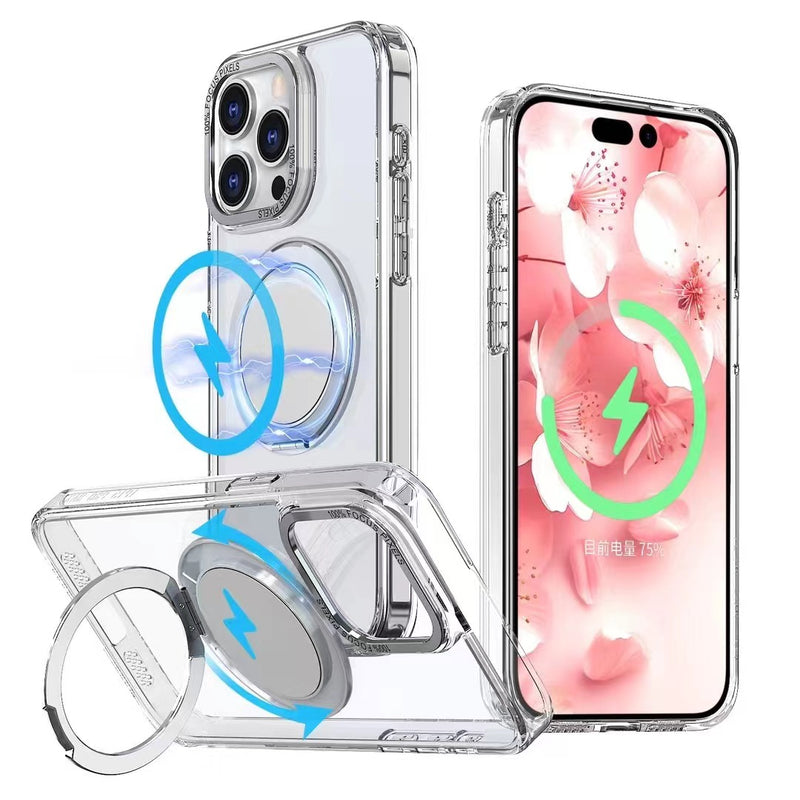 USP Clear Case For iPhone 16e 360° Rotatable Ring Stand Compatible With Magsafe