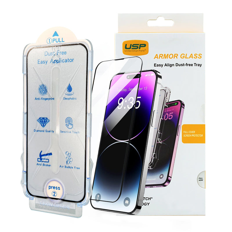 USP Easy Align Dust-free Tray Screen Protector For iPhone 14 Pro Full Cover  (1  Piece/Box）