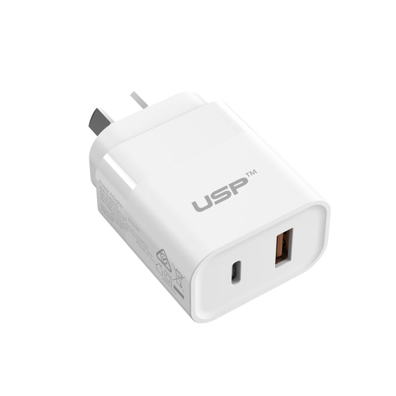 30W USB A + TYPE C PD Quick Wall Charger USP