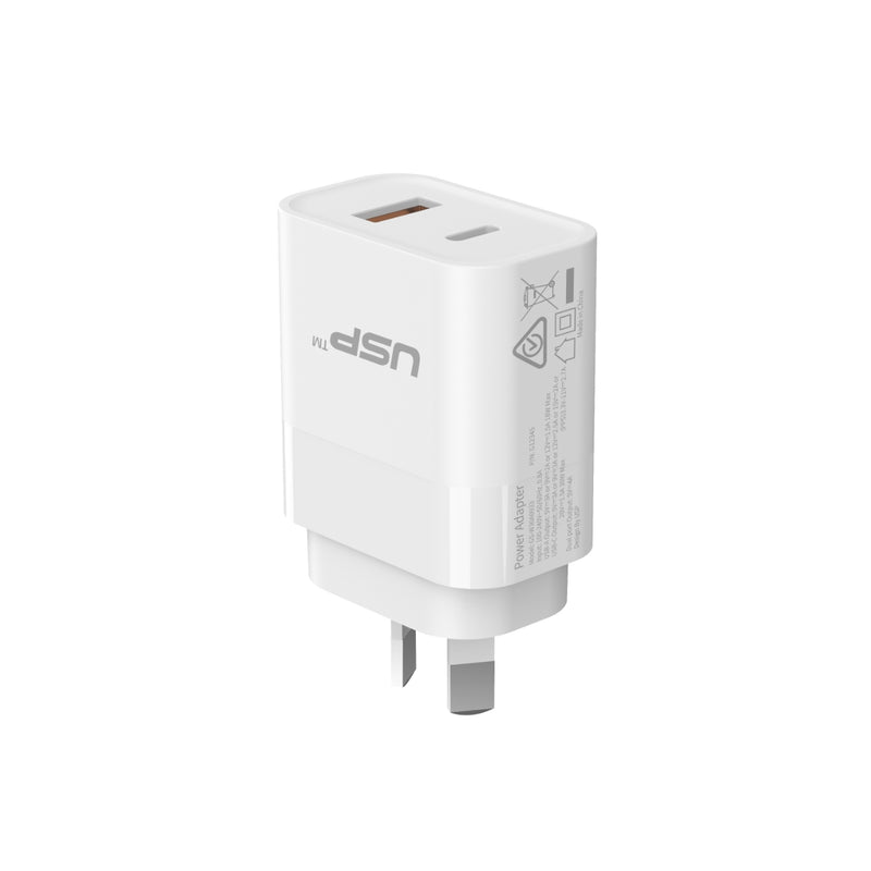 30W USB A + TYPE C PD Quick Wall Charger USP