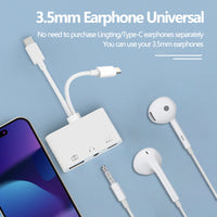 Lightning + USB C to Aux Audio Headphone Jack Adapter,Multi USB OTG