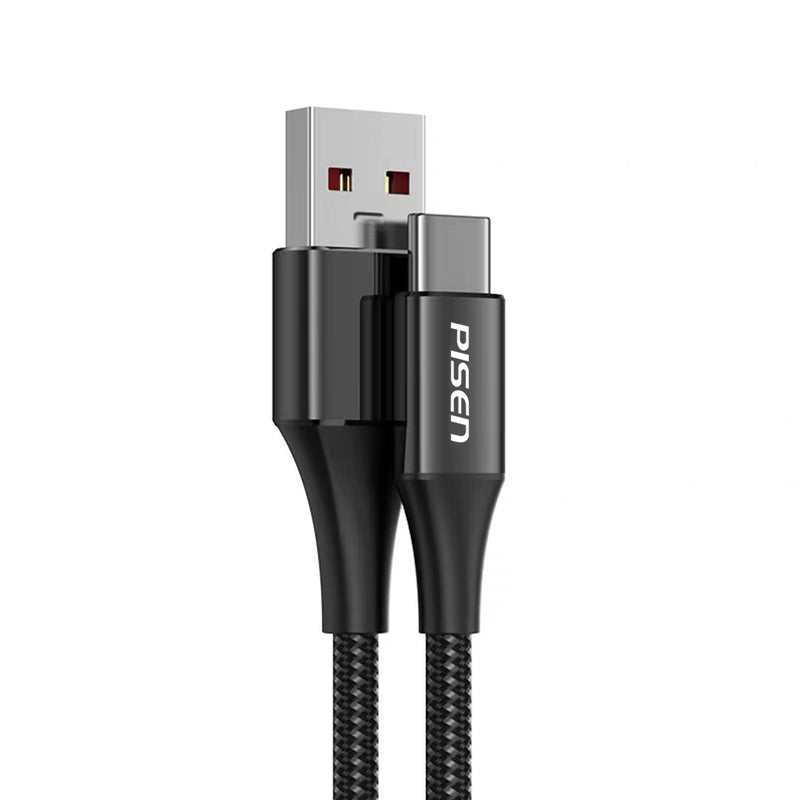1M Type-C to USB A for Denim Aluminum Alloy Data Fast Charging Cable(Black) TC07-1000 PISEN