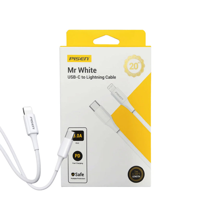 Pisen Mr White 2M USB-C to Lightning  PD Fast Charging Cable （CL-PD01-2000）