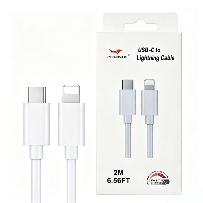 Phonix 2M Lightning to USB-C Classic White Cable