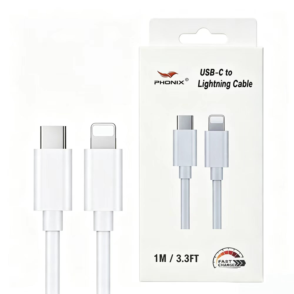 Phonix 1M Lightning to USB-C Classic White Cable
