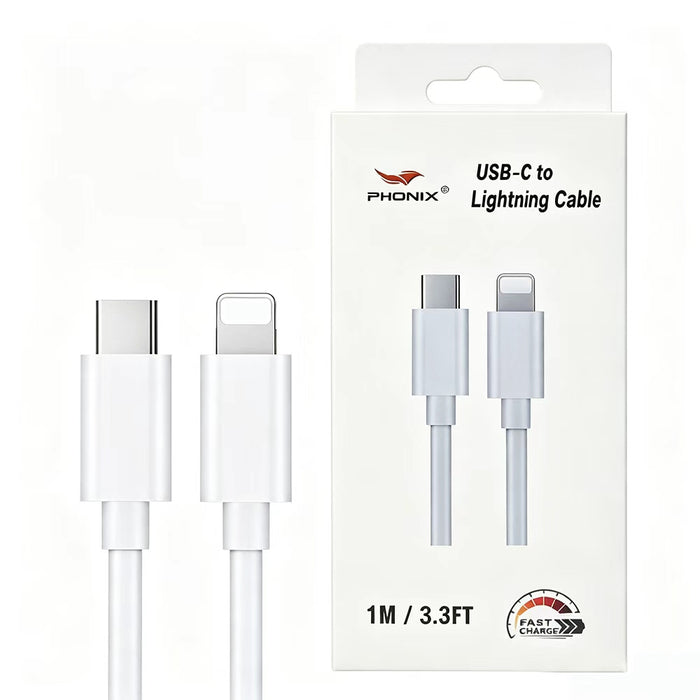 Phonix 1M Lightning to USB-C Classic White Cable