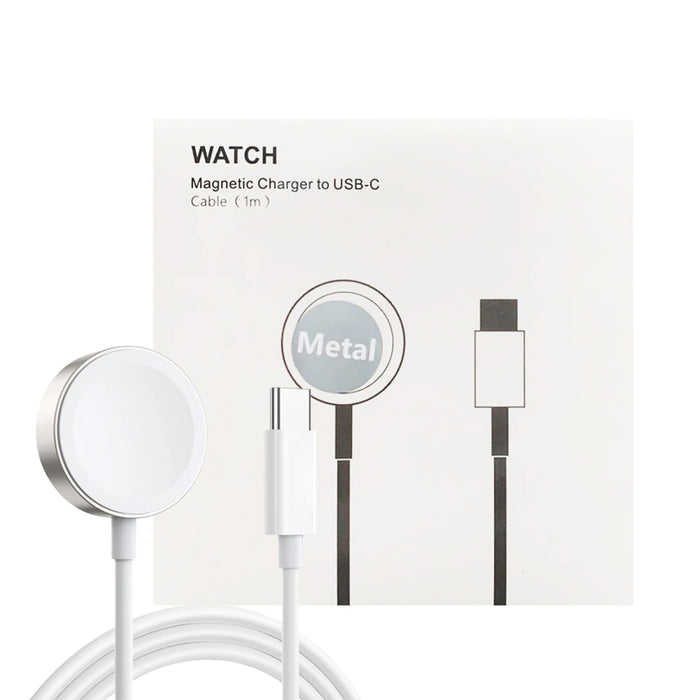 For Apple Watch Magnetic Fast Charger to USB-C White (1m) Stainless Steel