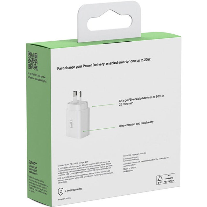 Belkin BoostCharge USB-C® PD 3.0 Wall Charger 20W