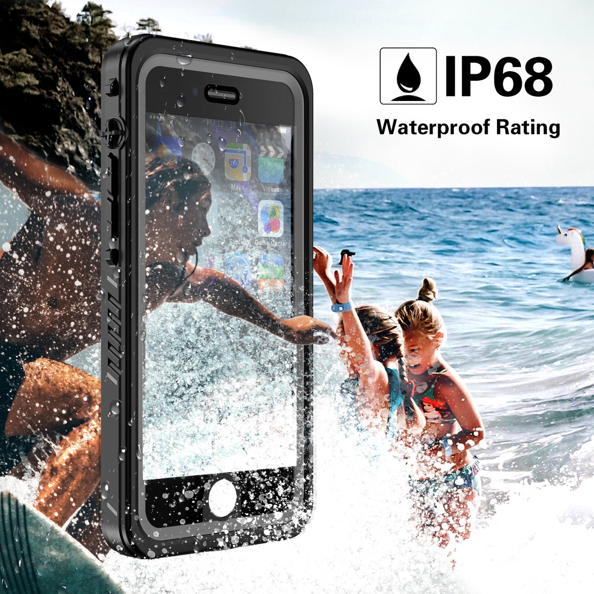 USP iPhone 7/8/ SE (3rd & 2nd Gen) Waterproof Case Black